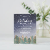 Winter Navy Wasserfarbenschneefeier Einladungspostkarte (Stehend Vorderseite)