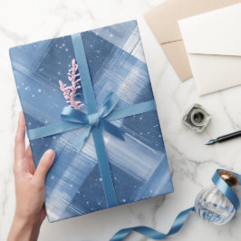 Winter Navy Weiß Schnee Eis Blau Karomuster Geschenkpapier