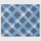 Winter Navy Weiß Schnee Eis Blau Karomuster Geschenkpapier (Flach)