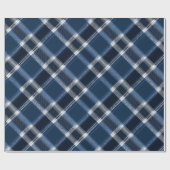 Winter Navy Weiß Schnee Eis Blau Karomuster Geschenkpapier (Flach)