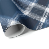 Winter Navy Weiß Schnee Eis Blau Karomuster Geschenkpapier (Rolleneckpunkt)