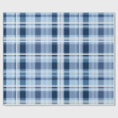 Winter Navy Weiß Schnee Eis Blau Karomuster Geschenkpapier (Flach)
