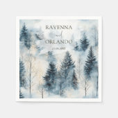 Winter Nebel Schnee Kiefer Wald Hochzeit Serviette (Vorderseite)