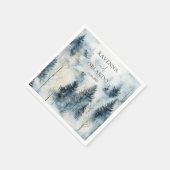 Winter Nebel Schnee Kiefer Wald Hochzeit Serviette (Ecke)