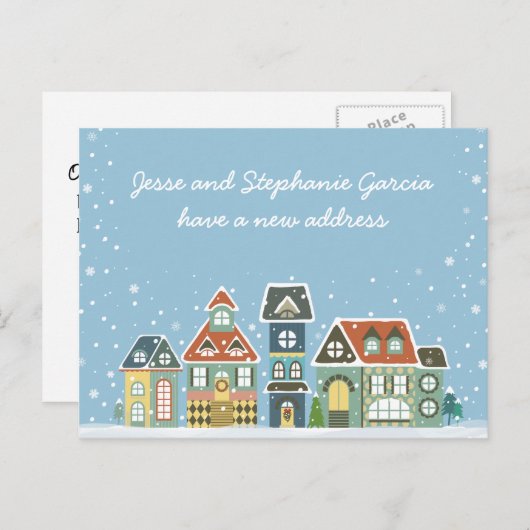 Winter Neue Zuhause-Adresse, die wir übertragen ha Ankündigungspostkarte (Vorne/Hinten)