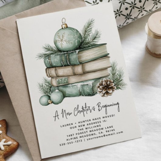 Winter neues Kapitel beginnt Wasserfarbenurlaub Ankündigungspostkarte