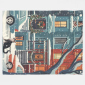 Winter New York city retro  Fleecedecke (Vorderseite (Horizontal))
