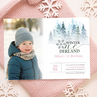 Winter Niederlande Junge Mädchen Foto 1. Geburtsta Einladung