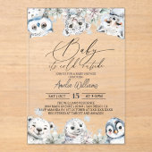 Winter Niedlich Arctic Animals Kinderdusche Acryleinladungen (Vorderseite)