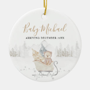 Winter Niedlich Bear Baby Boy Schwangerschaft Ankü Keramik Ornament