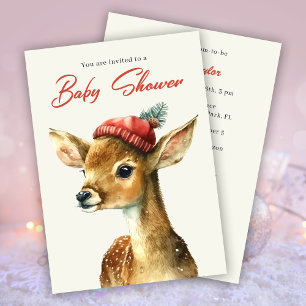 Winter Niedlich Forest Animal Deer Baby Dusche Einladung