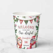 Winter Niedlich Pinguin Weihnachten 1. Geburtstag Pappbecher (Rückseite)