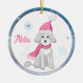 Winter Niedlich Poodle Personalisierte Weihnachtss Keramik Ornament (Vorne)