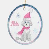 Winter Niedlich Poodle Personalisierte Weihnachtss Keramik Ornament (Links)