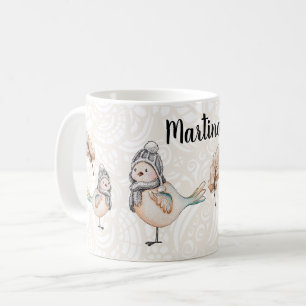 Winter Niedlich Sparrow Illustration Kaffeetasse