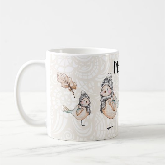 Winter Niedlich Sparrow Illustration Kaffeetasse (Links)