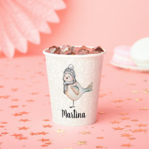 Winter Niedlich Sparrow Illustration Pappbecher