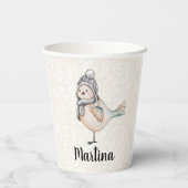 Winter Niedlich Sparrow Illustration Pappbecher (Rückseite)