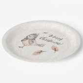 Winter Niedlich Sparrow Illustration Pappteller (Schrägansicht)