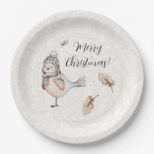 Winter Niedlich Sparrow Illustration Pappteller (Vorderseite)