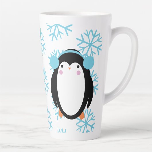 Winter Niedliche Pinguine und Schneeflocken Milchtasse (Rechts)