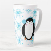 Winter Niedliche Pinguine und Schneeflocken Milchtasse (Rechte Ecke)