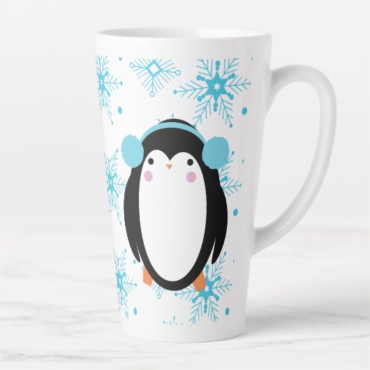 Winter Niedliche Pinguine und Schneeflocken Milchtasse (Rechts)