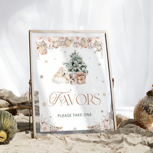 Winter Niedliche Polar Bear Baby Dusche Favoriten Poster