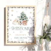 Winter Niedliche Polar Bear Baby Dusche Willkommen Poster