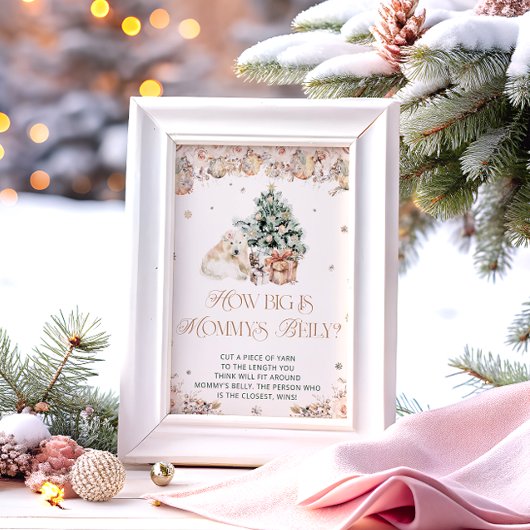 Winter Niedlicher Bär Wie groß ist Mama's Bauch Poster