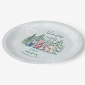 Winter Niedlicher Tiere Kinderdusche Pappteller (Schrägansicht)