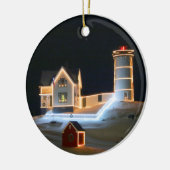 Winter night at Nubble Light. Keramik Ornament (Links)