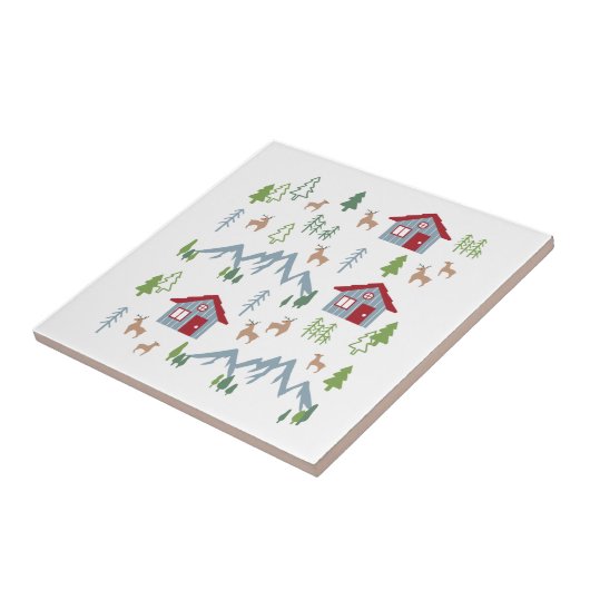 Winter Night Derest Cabin Muster II Fliese (Seite)