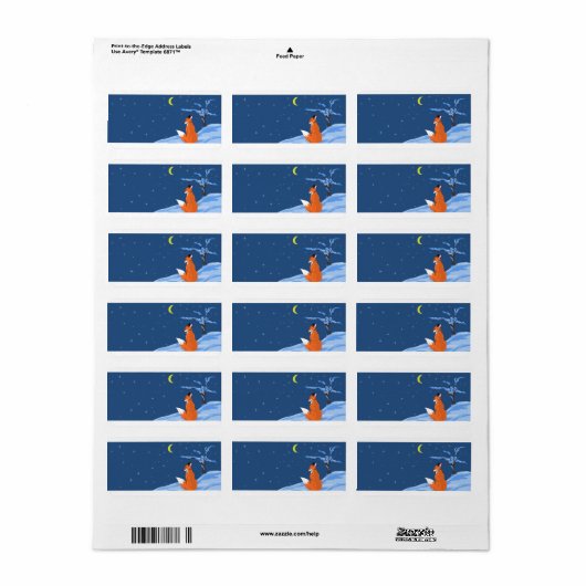 Winter Night Fox Label Adressaufkleber (Vorne)