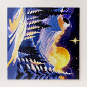 Winter Night Landscape With Snowy Mountains Puzzle (Horizontal)