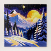 Winter Night Landscape With Snowy Mountains Puzzle (Vertikal)