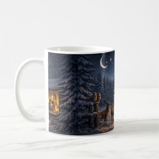 Winter Night Love Cabin – Friedlich Kaffeetasse (Links)