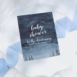 Winter Night Sky Gender Neutral Baby Dusche Einladungspostkarte