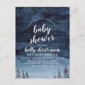 Winter Night Sky Gender Neutral Baby Dusche Einladungspostkarte (Vorderseite)