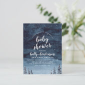 Winter Night Sky Gender Neutral Baby Dusche Einladungspostkarte (Stehend Vorderseite)