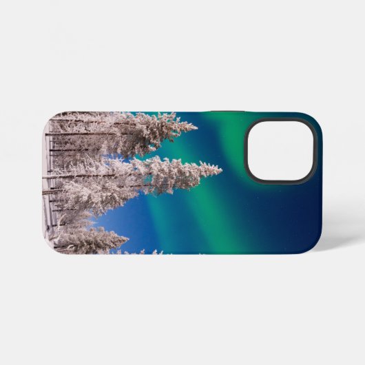 Winter Northern Lights Thema iPhone Hülle (Rückseite (Horizontal))