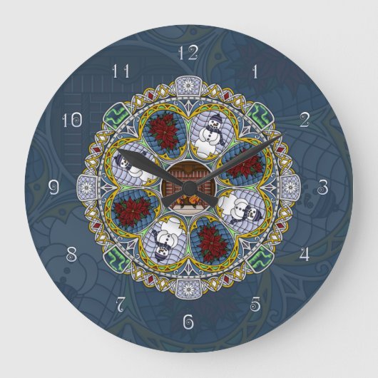 Winter Nouveau Clock Große Wanduhr (Vorderseite)