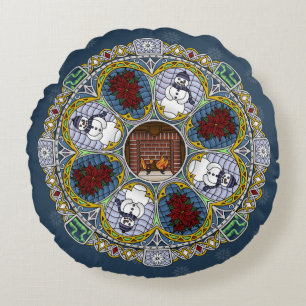 Winter Nouveau Round Kissen