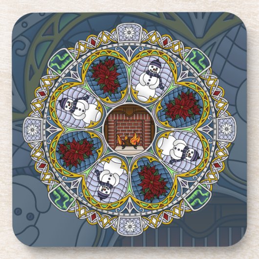 Winter Nouveau Square Untersetzer (Vorderseite)