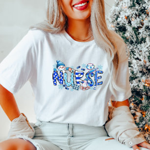 Winter NURSE T-Shirt mit Schneeflocken