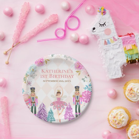 Winter Nutcracker Land der Süßigkeiten 1. Geburtst Pappteller (Party)