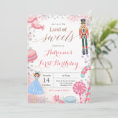 Winter Nutcracker Land der Süßigkeiten Geburtstag Einladung (Stehend Vorderseite)