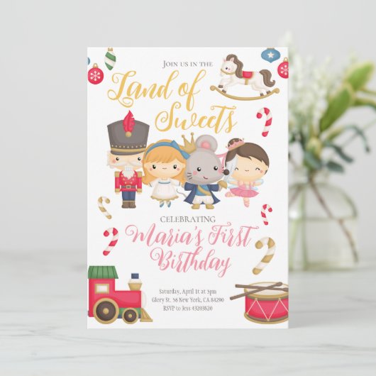 Winter Nutcracker zum Geburtstag Einladung (Stehend Vorderseite)