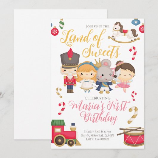 Winter Nutcracker zum Geburtstag Einladung (Vorne/Hinten)