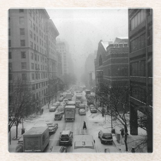 Winter NYC Glasuntersetzer (Vorderseite)